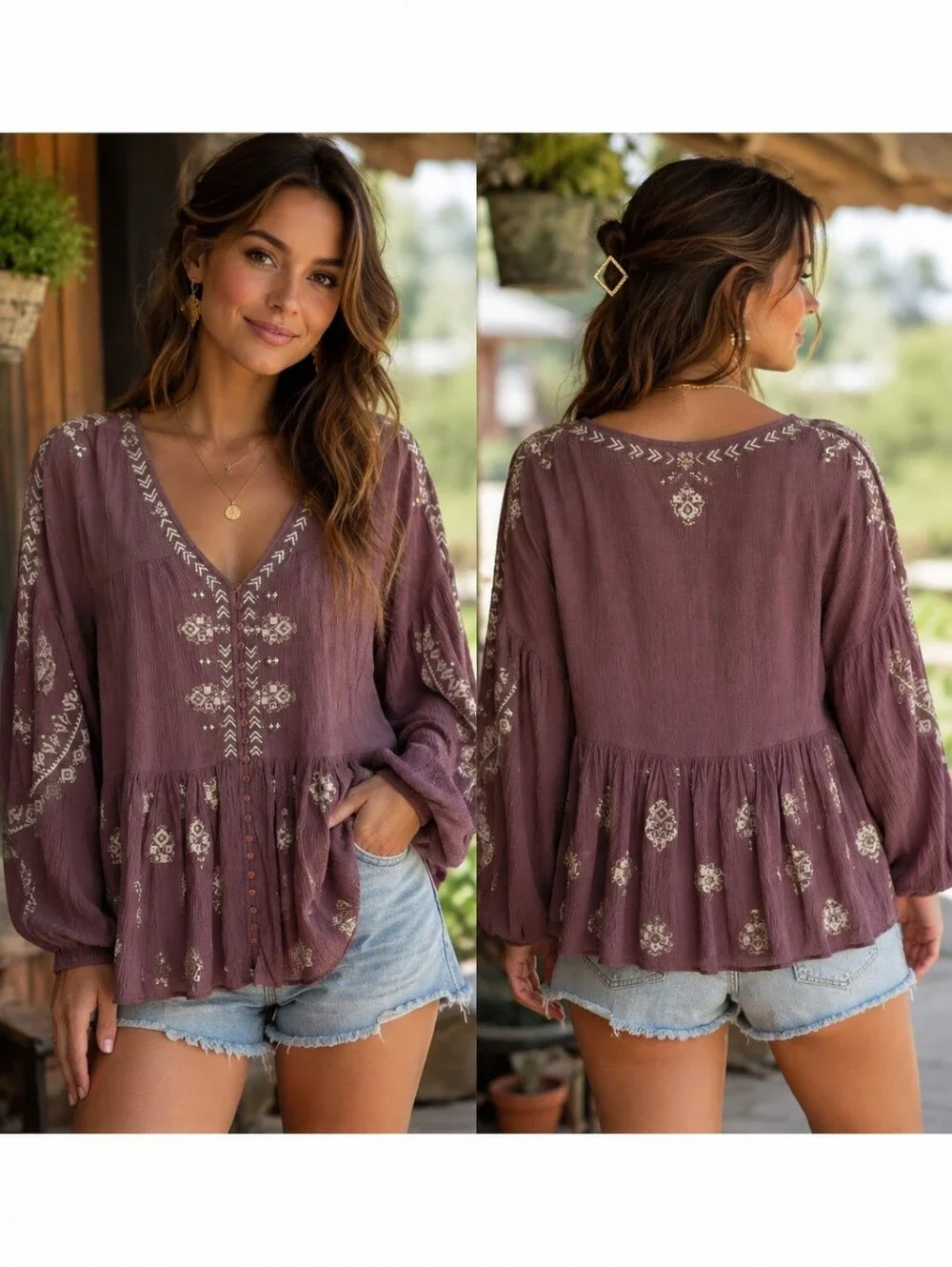 Free People Arianna Embroidered Tunic Sz S Mauve 100% Viscose Gauze Boho Peasant